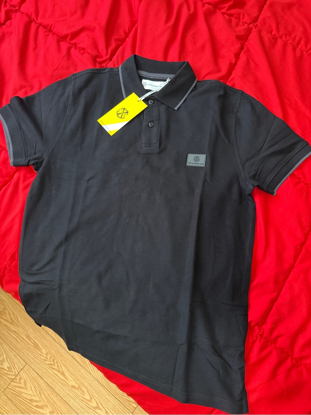 Christian Lacroix Black Polo with Subtle Grey Trim